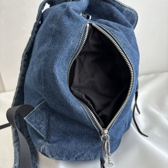 Rebecca Minkoff Denim Backpack Julian Style Vintage 2014-2016 Rare Hook Closure - Picture 11 of 16